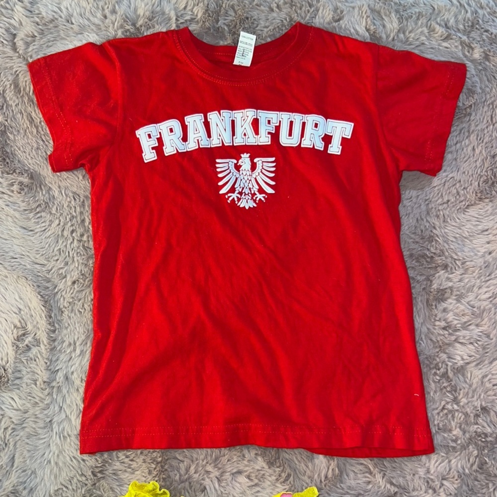 Red t-shirt from Frankfurt Germany size 7/8 youth brand Roly​
